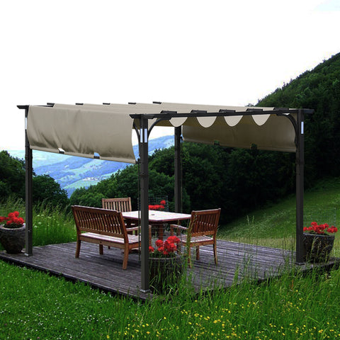 10'x10' Patio Pergola Outdoor Garden Pergolas with Retractable Shelter Shades