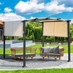 Coastshade 10x10ft Curved Pergola with Retractable - Rust-Resistant Powder-Coated Metal Frame, Beige