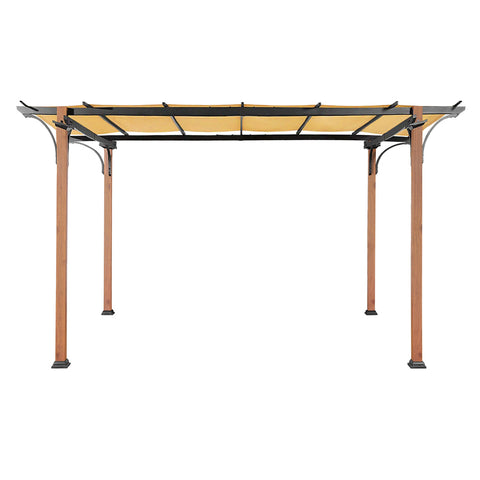 10'x10' Patio Pergola Outdoor Garden Pergolas with Retractable Shelter Shades,Burgundy