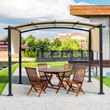 Coastshade 10x10ft Curved Pergola with Retractable - Rust-Resistant Powder-Coated Metal Frame, Beige