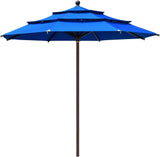 Coastshade Sunbrella  11ft 3 Tiers Patio Market Umbrella with Ventilation