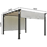 10'x10' Patio Pergola Outdoor Garden Pergolas with Retractable Shelter Shades,beige