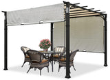 10'x10' Patio Pergola Outdoor Garden Pergolas with Retractable Shelter Shades,beige