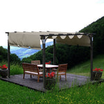 10'x10' Patio Pergola Outdoor Garden Pergolas with Retractable Shelter Shades,Sky Blue