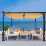 10'x10' Patio Pergola Outdoor Garden Pergolas with Retractable Shelter Shades,gold