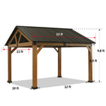 11'x13' Solid Patio Gazebo Garden Gazebos Thermal Transfer Frame & Steel Ventilation Hardtop