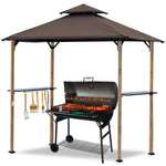 8'x 5' Gray Grill Gazebo Double Tiered Outdoor BBQ Canopy With Light