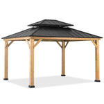 CoastShade 12x14 Wood Gazebo with 2-Tier Steel Hardtop