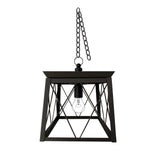 Paso Square Ourtoor Hanging Lantern，Metal Black Chandelier with Adjustable Chain