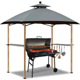 Double Tiered Outdoor 8 Ft W x 5 Ft D Steel Grill Gazebo