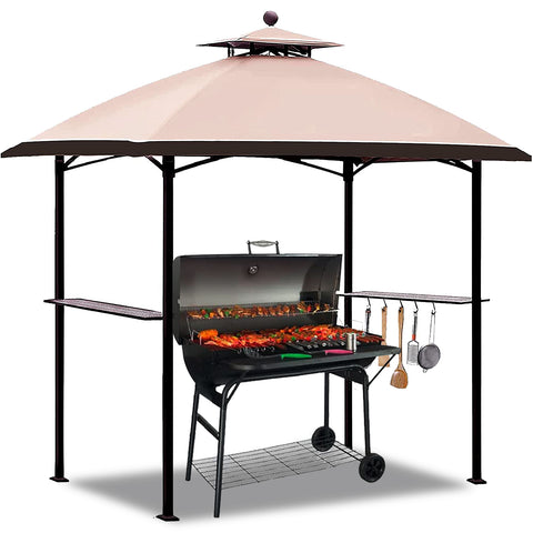 5'x8' Grill Gazebo Outdoor Patio Grill Gazebos with Ventilation Double Arc Top