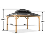 CoastShade 12x14 Wood Gazebo with 2-Tier Steel Hardtop