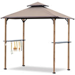 8'x 5' Gray Grill Gazebo Double Tiered Outdoor BBQ Canopy With Light