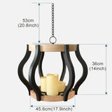 Chandelier LED Semi Flush Mount Ceiling Light Hand-Finish Wooden Chandelier Rustic