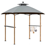 Double Tiered Outdoor 8 Ft W x 5 Ft D Steel Grill Gazebo