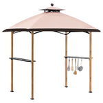 Double Tiered Outdoor 8 Ft W x 5 Ft D Steel Grill Gazebo