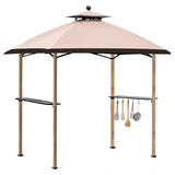 Double Tiered Outdoor 8 Ft W x 5 Ft D Steel Grill Gazebo