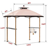 Double Tiered Outdoor 8 Ft W x 5 Ft D Steel Grill Gazebo