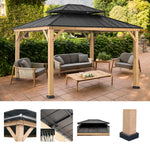 CoastShade 12x14 Wood Gazebo with 2-Tier Steel Hardtop