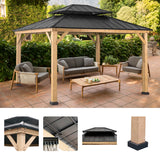 CoastShade 12x14 Wood Gazebo with 2-Tier Steel Hardtop