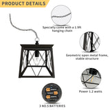 Paso Square Ourtoor Hanging Lantern，Metal Black Chandelier with Adjustable Chain