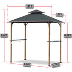 8'x 5' Gray Grill Gazebo Double Tiered Outdoor BBQ Canopy With Light