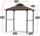 5'x8' Grill Gazebo Double Top Outdoor Patio  with Light