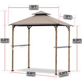 8'x 5' Gray Grill Gazebo Double Tiered Outdoor BBQ Canopy With Light