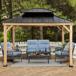 CoastShade 12x14 Wood Gazebo with 2-Tier Steel Hardtop