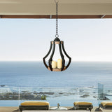 Chandelier LED wooden metal, suitable for outdoor, pavilion, terrace