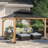 CoastShade 12x14 Wood Gazebo with 2-Tier Steel Hardtop