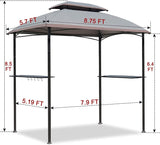 6'x9' Grill Gazebo Outdoor Patio Grill Gazebos with Ventilation Double Arc Top