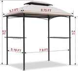 6'x9' Grill Gazebo Outdoor Patio Grill Gazebos with Ventilation Double Arc Top