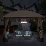 Retro metal wooden round LED chandelier drum shape, suitable for outdoor, gazebo