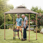 8'x 5' Gray Grill Gazebo Double Tiered Outdoor BBQ Canopy With Light