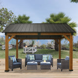 11'x13' Solid Patio Gazebo Garden Gazebos Thermal Transfer Frame & Steel Ventilation Hardtop