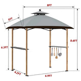 Double Tiered Outdoor 8 Ft W x 5 Ft D Steel Grill Gazebo